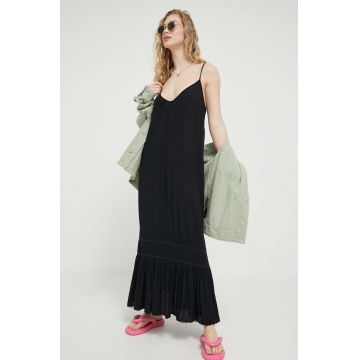Superdry rochie culoarea negru, maxi, oversize