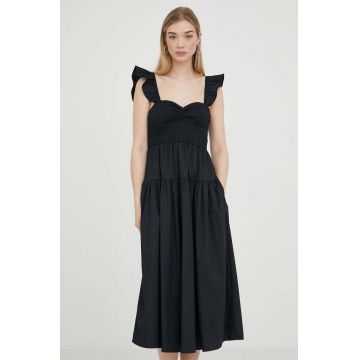 Abercrombie & Fitch rochie culoarea negru, midi, evazati