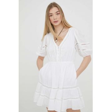 Abercrombie & Fitch rochie din bumbac culoarea alb, mini, evazati