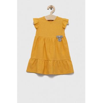 Birba&Trybeyond rochie de in pentru bebeluși x Peanuts culoarea galben, mini, evazati