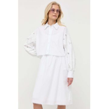 BOSS rochie culoarea alb, mini, evazati