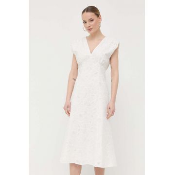 BOSS rochie culoarea bej, midi, evazati