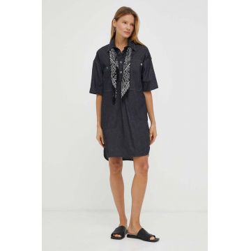 G-Star Raw rochie din amestec de in culoarea albastru marin, mini, oversize