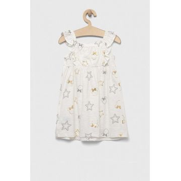 GAP rochie din bumbac pentru copii x Disney culoarea alb, mini, evazati