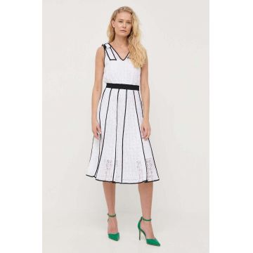 Karl Lagerfeld rochie culoarea alb, mini, evazati
