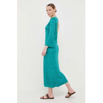 Luisa Spagnoli rochie Copenaghen culoarea turcoaz, midi, drept