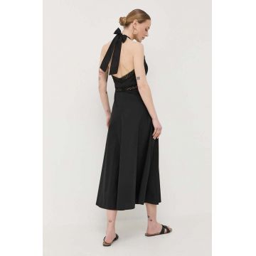 Luisa Spagnoli rochie din bumbac Purezza culoarea negru, midi, evazati