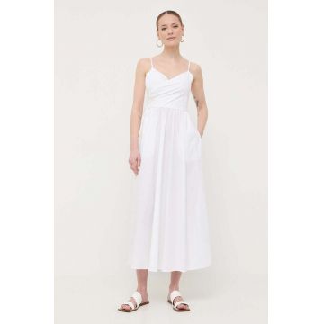 Marella rochie culoarea alb, maxi, evazati