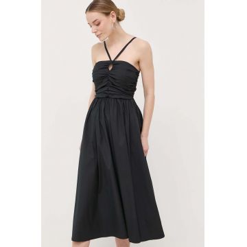 Marella rochie culoarea negru, midi, evazati