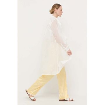 Marella rochie din amestec de matase culoarea alb, mini, oversize