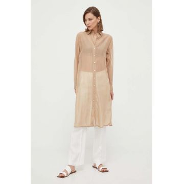 Marella rochie din amestec de matase culoarea bej, mini, oversize