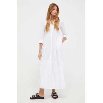 MAX&Co. rochie din bumbac culoarea alb, maxi, oversize