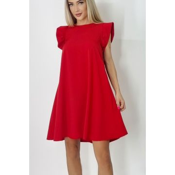 Rochie larga Azzuro, cu umeri bufanti si croiala in A, Rosu, Marime universala S/M/L