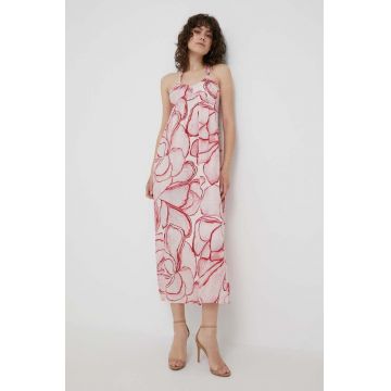 Sisley rochie culoarea roz, maxi, evazati