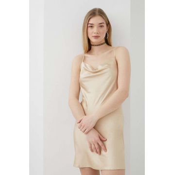 Superdry rochie culoarea auriu, mini, drept