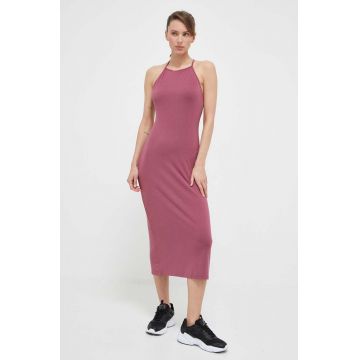 4F rochie culoarea violet, midi, mulata