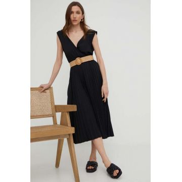 Answear Lab rochie culoarea negru, midi, evazati