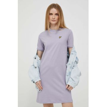 Lyle & Scott rochie din bumbac culoarea violet, mini, drept