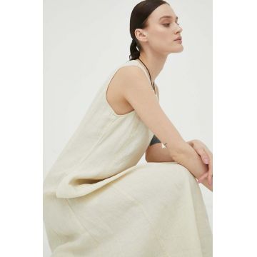 Marc O'Polo rochie din in culoarea bej, midi, oversize