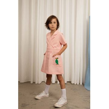 Mini Rodini rochie din bumbac pentru copii culoarea roz, mini, evazati