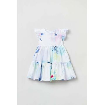 OVS rochie din bumbac pentru bebeluși culoarea alb, mini, evazati