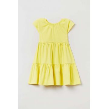 OVS rochie din bumbac pentru copii culoarea galben, mini, evazati