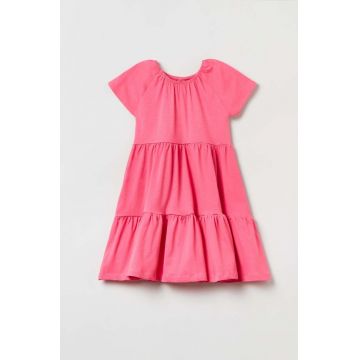 OVS rochie din bumbac pentru copii culoarea roz, mini, evazati