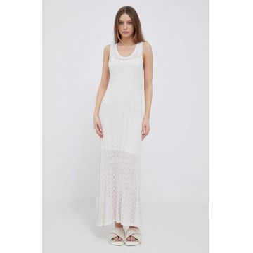 Pepe Jeans rochie culoarea bej, maxi, evazati