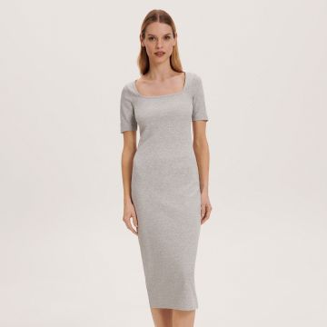 Reserved - Rochie midi din bumbac - Gri deschis