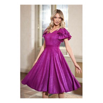 Rochie Ella Collection Renata magenta din lurex