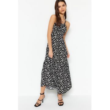 Rochie maxi cu croiala A si model floral