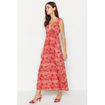 Rochie midi evazata cu model floral