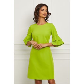 Rochie Moze verde lime cu maneci clopot