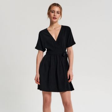 Sinsay - Rochie cu adaos de in - Negru