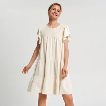 Sinsay - Rochie mini cu volănașe - Ivory