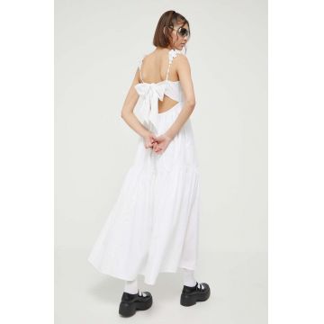 Abercrombie & Fitch rochie culoarea alb, maxi, evazati