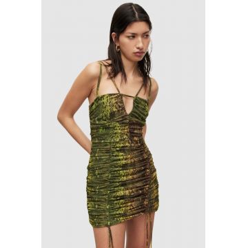 AllSaints rochie culoarea verde, mini, mulata