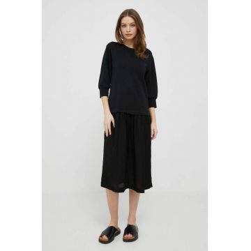 Deha rochie din amestec de in culoarea negru, midi, evazati