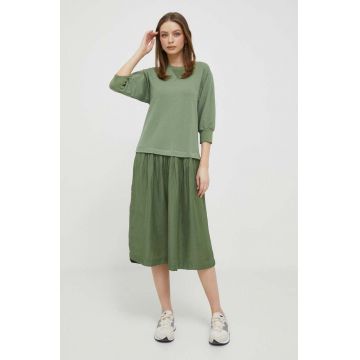 Deha rochie din amestec de in culoarea verde, mini, evazati