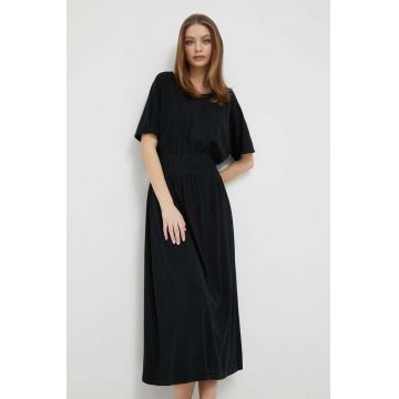Deha rochie din bumbac culoarea negru, maxi, evazati