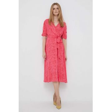 Dkny rochie culoarea roz, midi, evazati