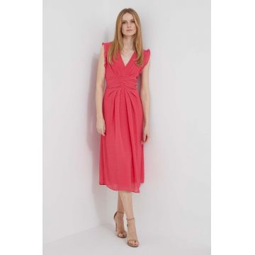 Dkny rochie culoarea roz, midi, evazati