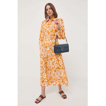 Luisa Spagnoli rochie din bumbac culoarea portocaliu, midi, evazati