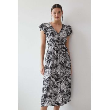 Medicine rochie culoarea negru, midi, evazati
