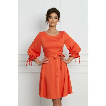 Rochie Anita orange cu cordon in talie