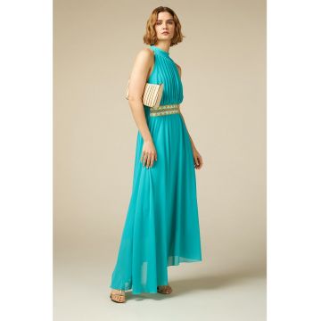 Rochie cu decolteu halter si terminatie asimetrica