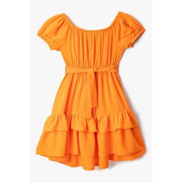 Rochie cu volane si cordon in talie