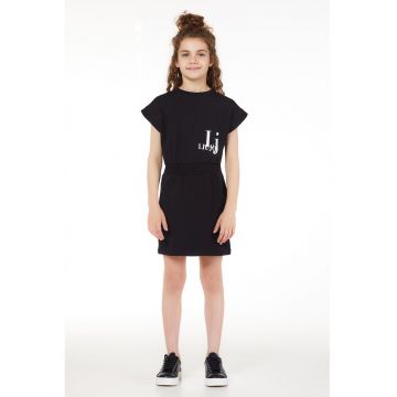Rochie din amestec de bumbac cu maneci scurte
