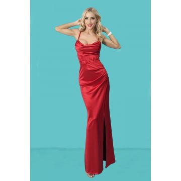 Rochie lunga cu corset, Astoria, Rosu, Marime S/M