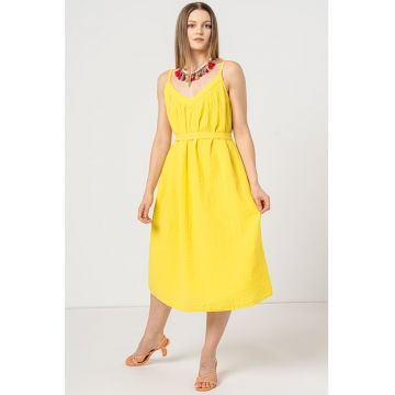 Rochie midi evazata cu decolteu in V